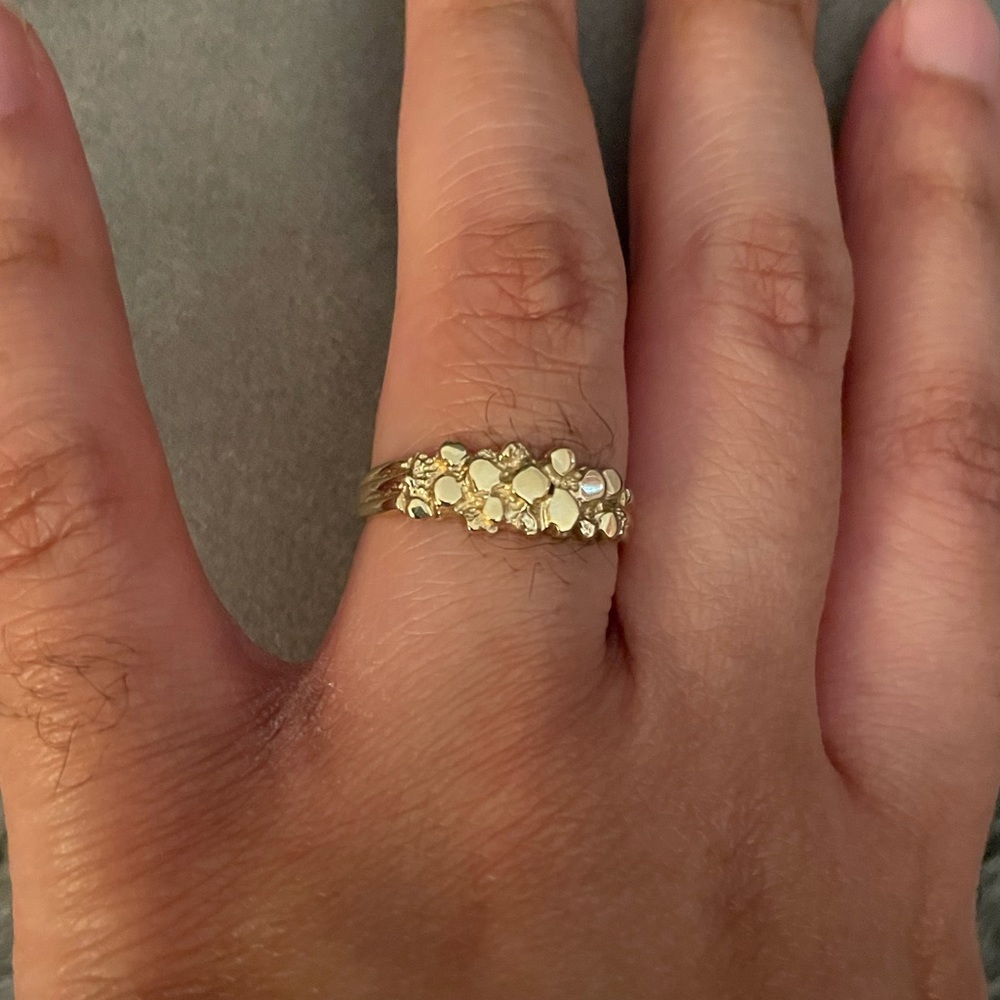 14k Solid Gold Micro Nugget Ring — Size 9